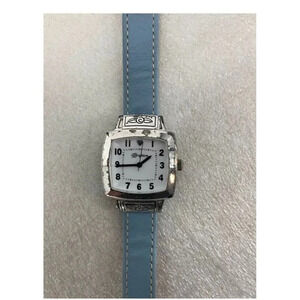 Brighton Women's Orchard Watch Silver with Blue Leather Band Has NEW BATTERY